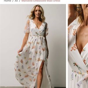 Size Large Baltic Born Marseille embossed Maxi dress in white with flowers